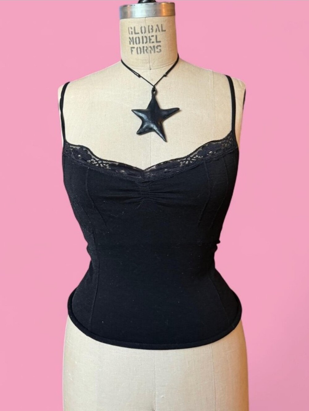 Black Lace-Trim Tank